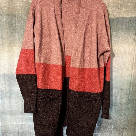 Lane Bryant Classic Long-Sleeve Open-Front Cardigan Pink Purple Stripe 14/16 - Picture 3 of 5